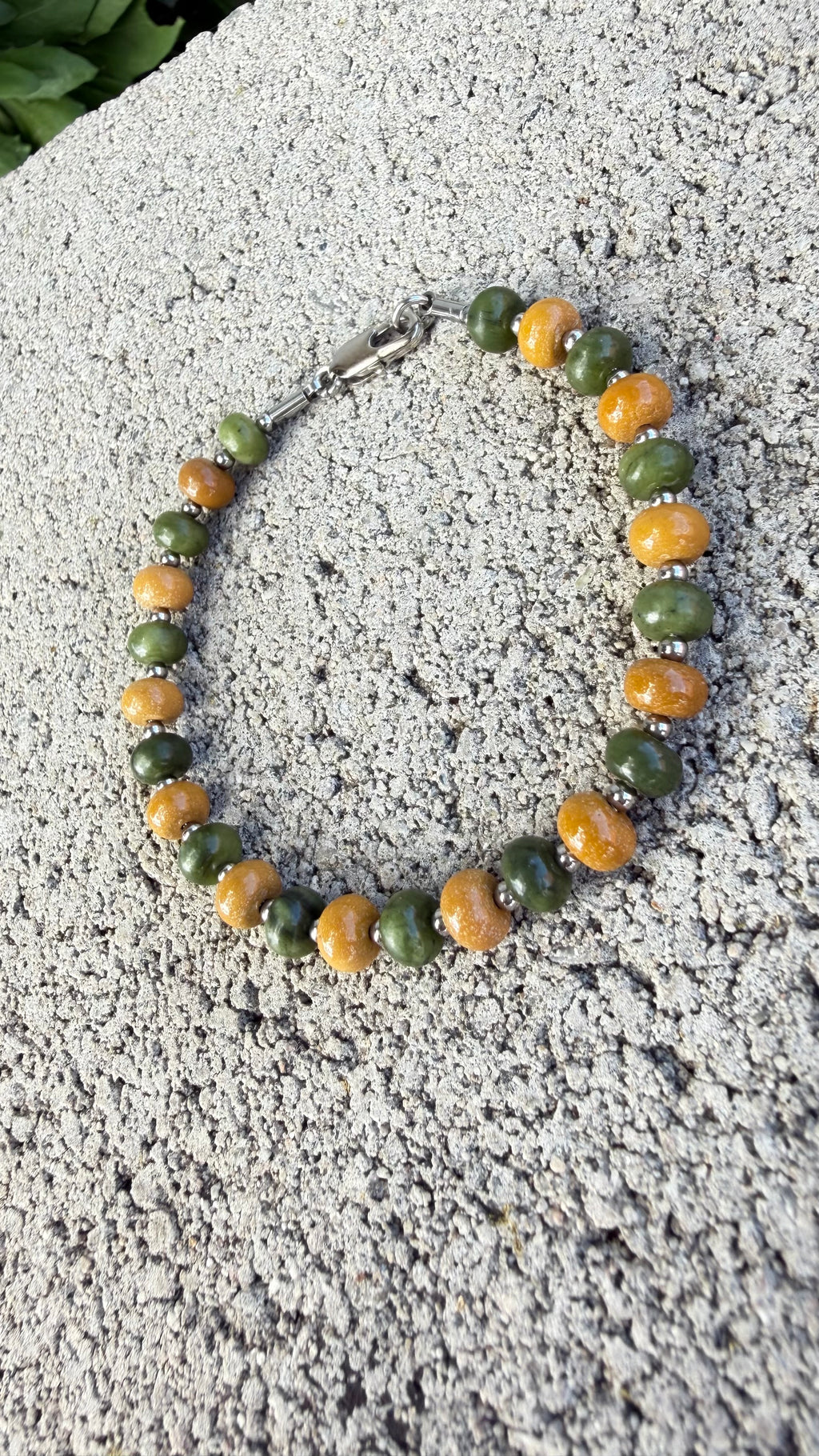  Jade Verde y Amarillo Pulsera de la Abundancia 