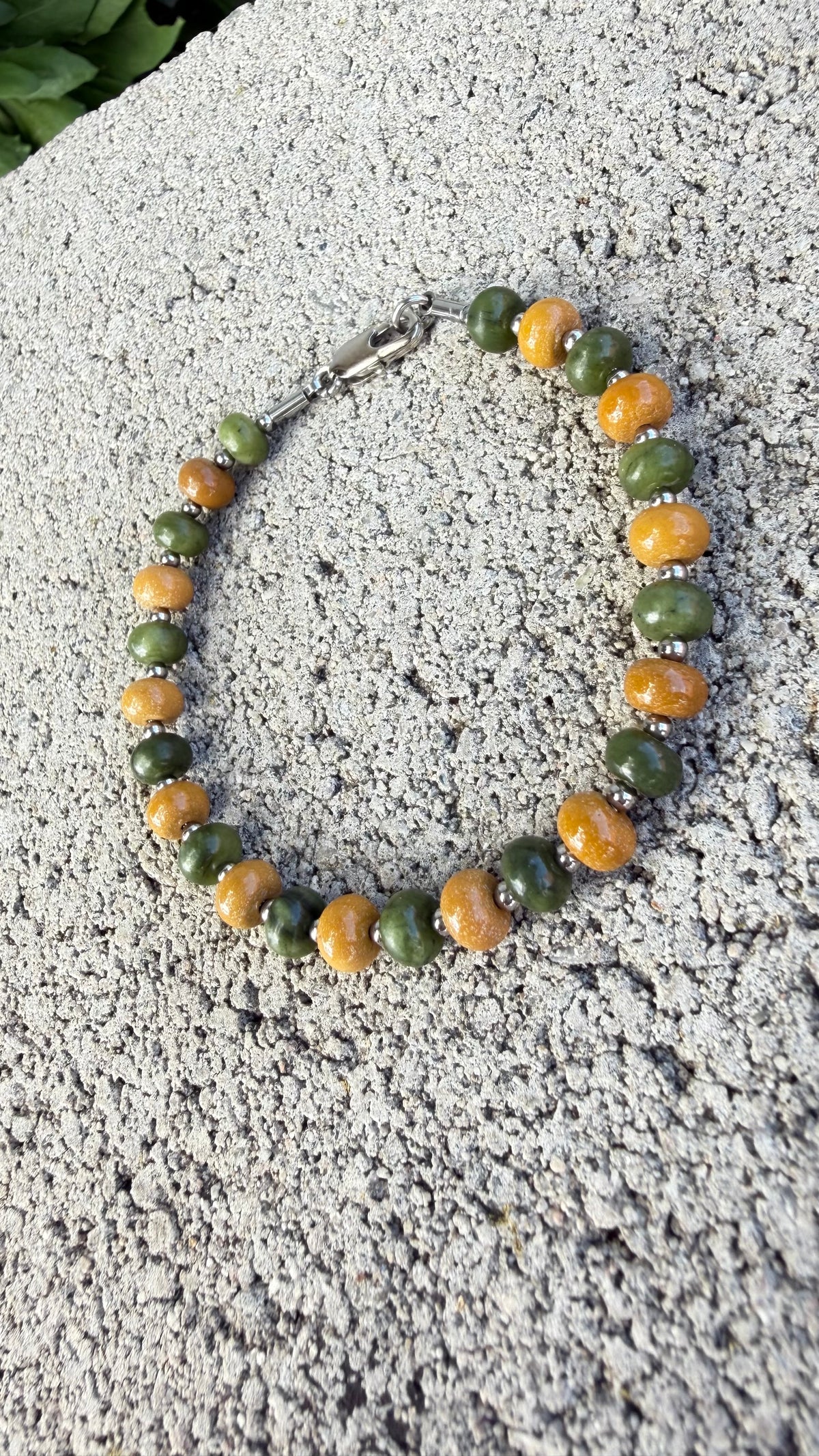  Jade Verde y Amarillo Pulsera de la Abundancia 