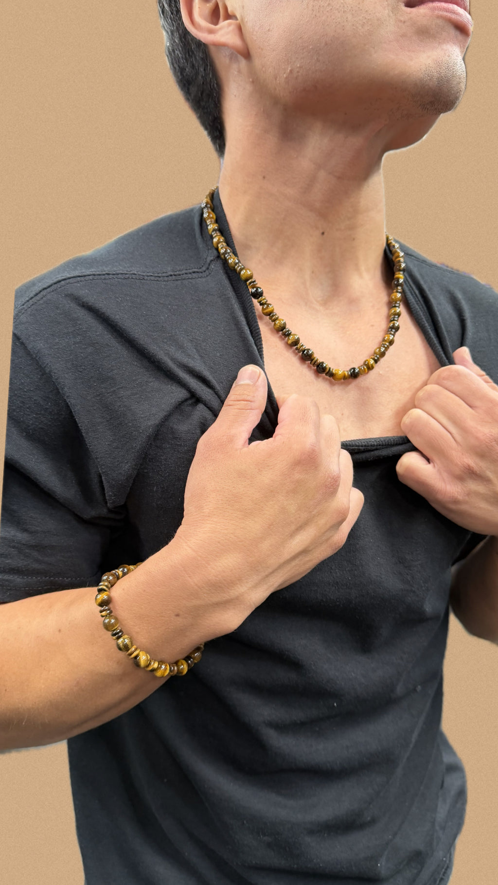 Tiger Eye Jewelry Set – Handmade Necklace & Bracelet