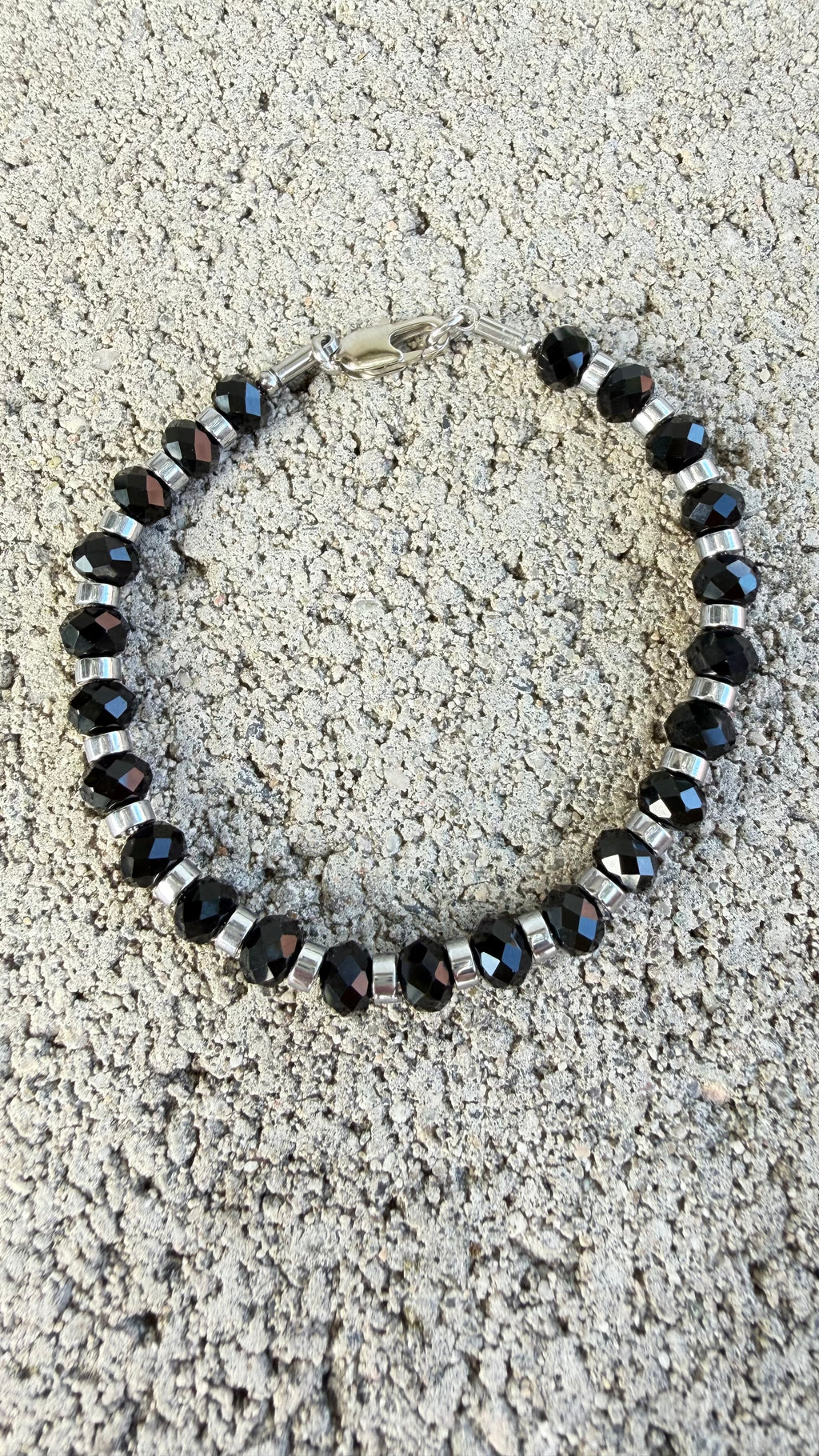 Black Onyx 6mm Bracelet, with Stainless Steel Lobster Clasp