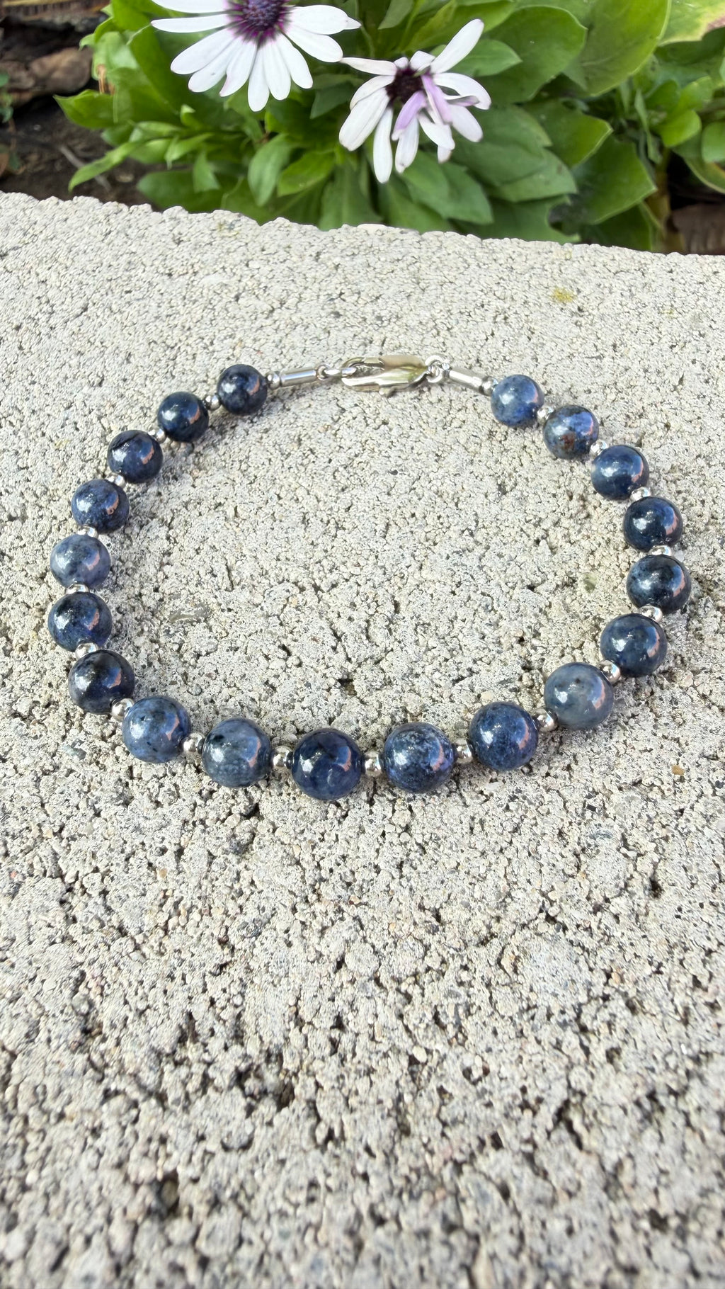 Iolite 6mm Bracelet, with Stainless Steel Lobster Clasp