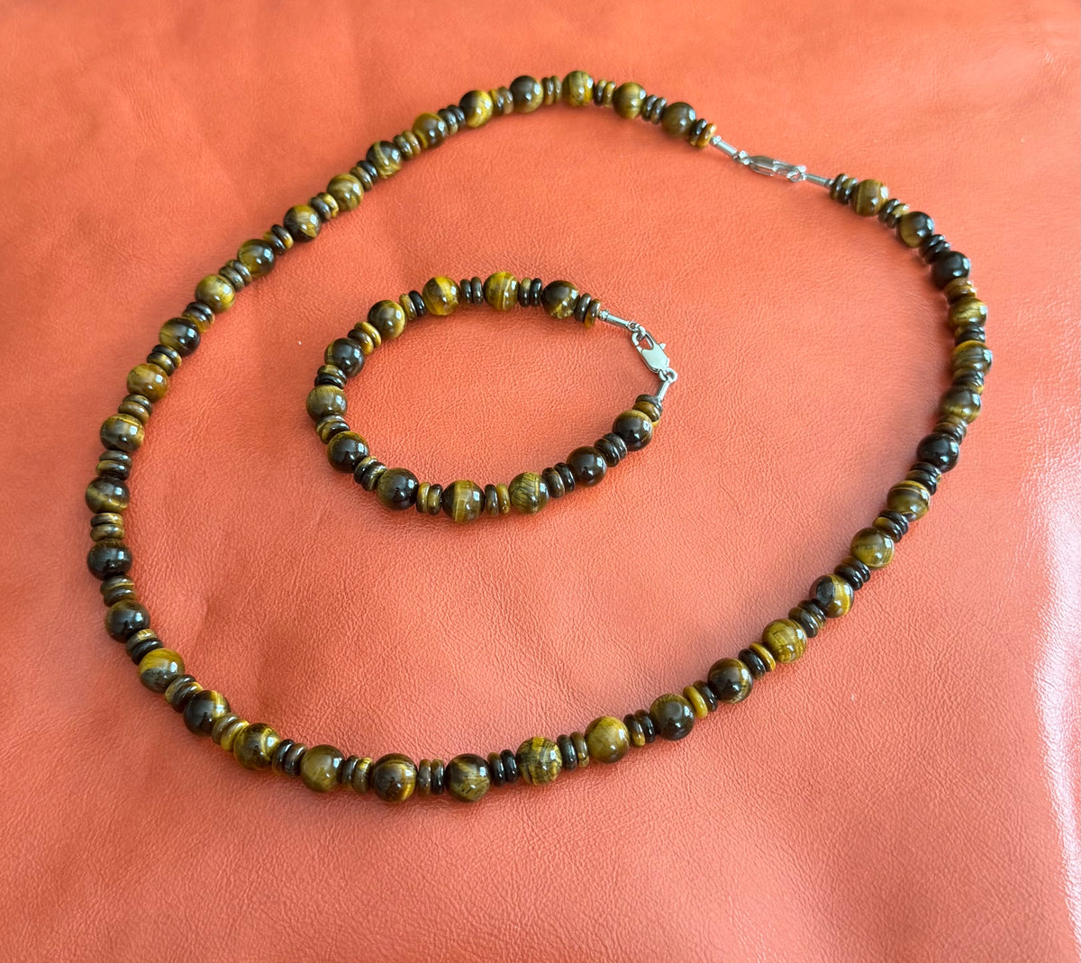 Tiger Eye Jewelry Set – Handmade Necklace & Bracelet