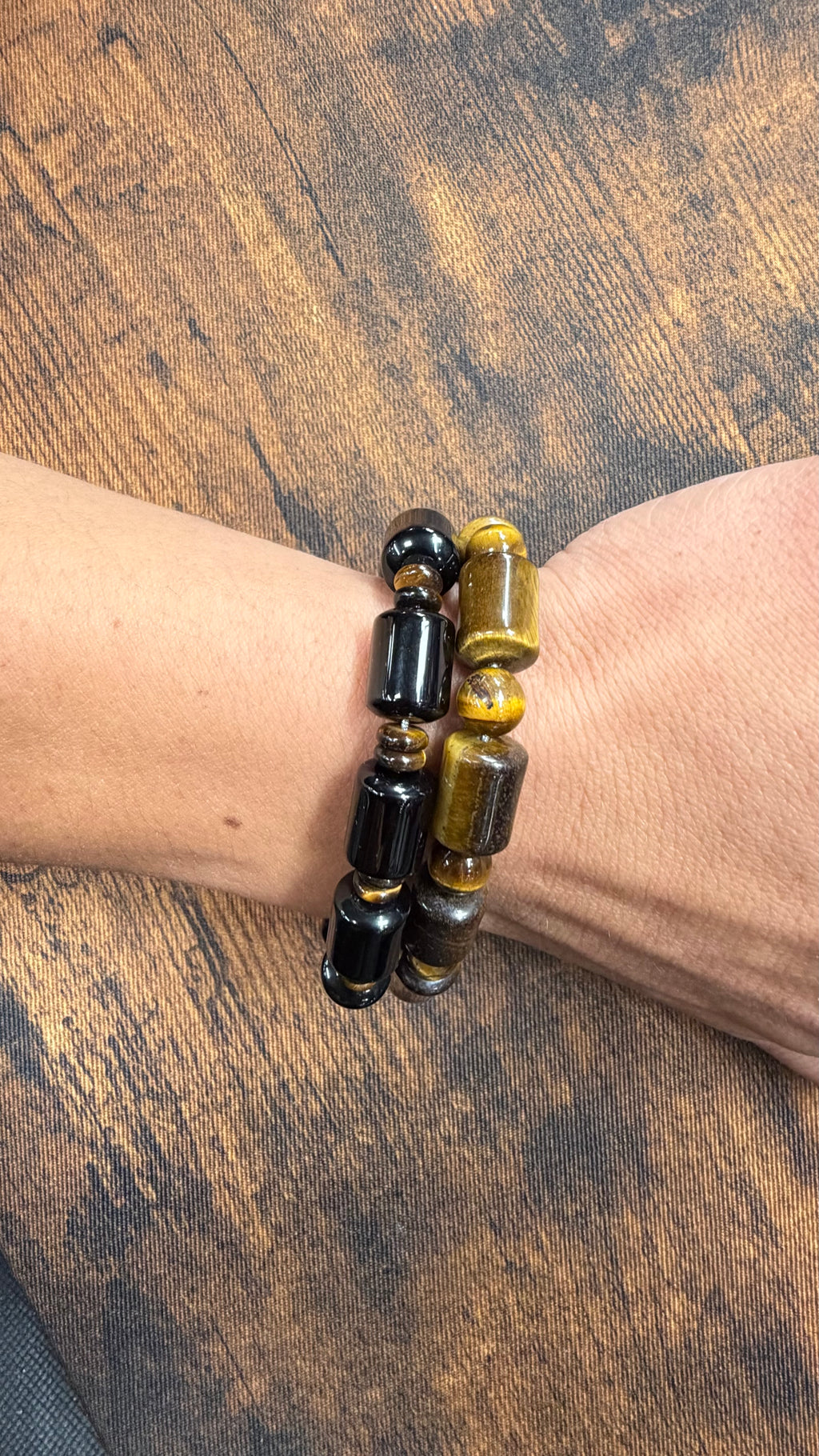 Tiger Eye Barrel Bead Bracelet
