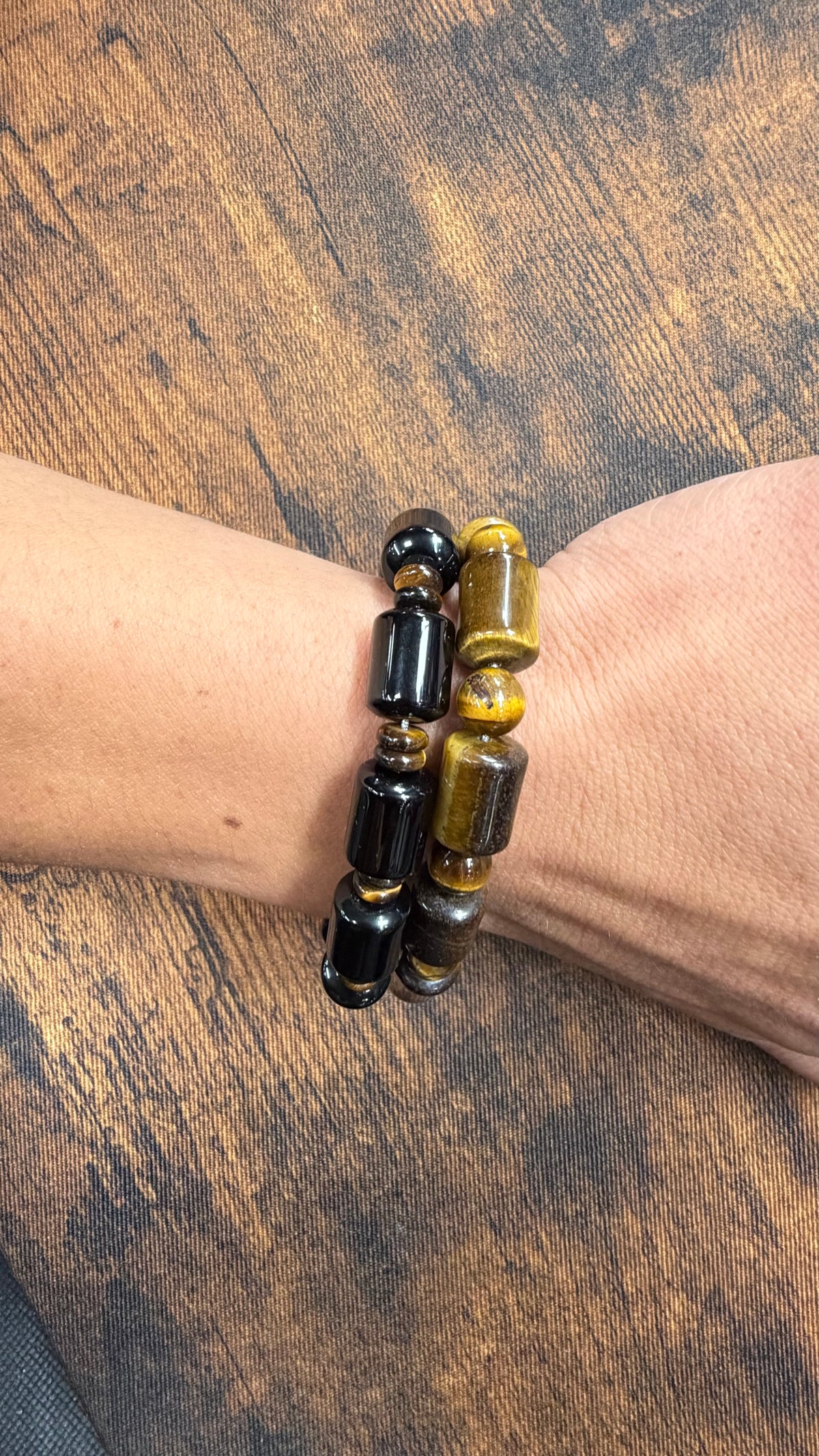 Tiger Eye Barrel Bead Bracelet