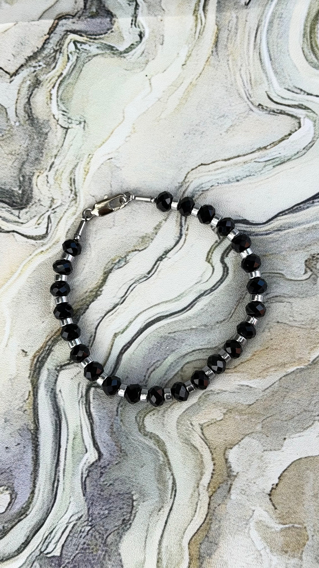 Black Onyx 6mm Bracelet, with Stainless Steel Lobster Clasp