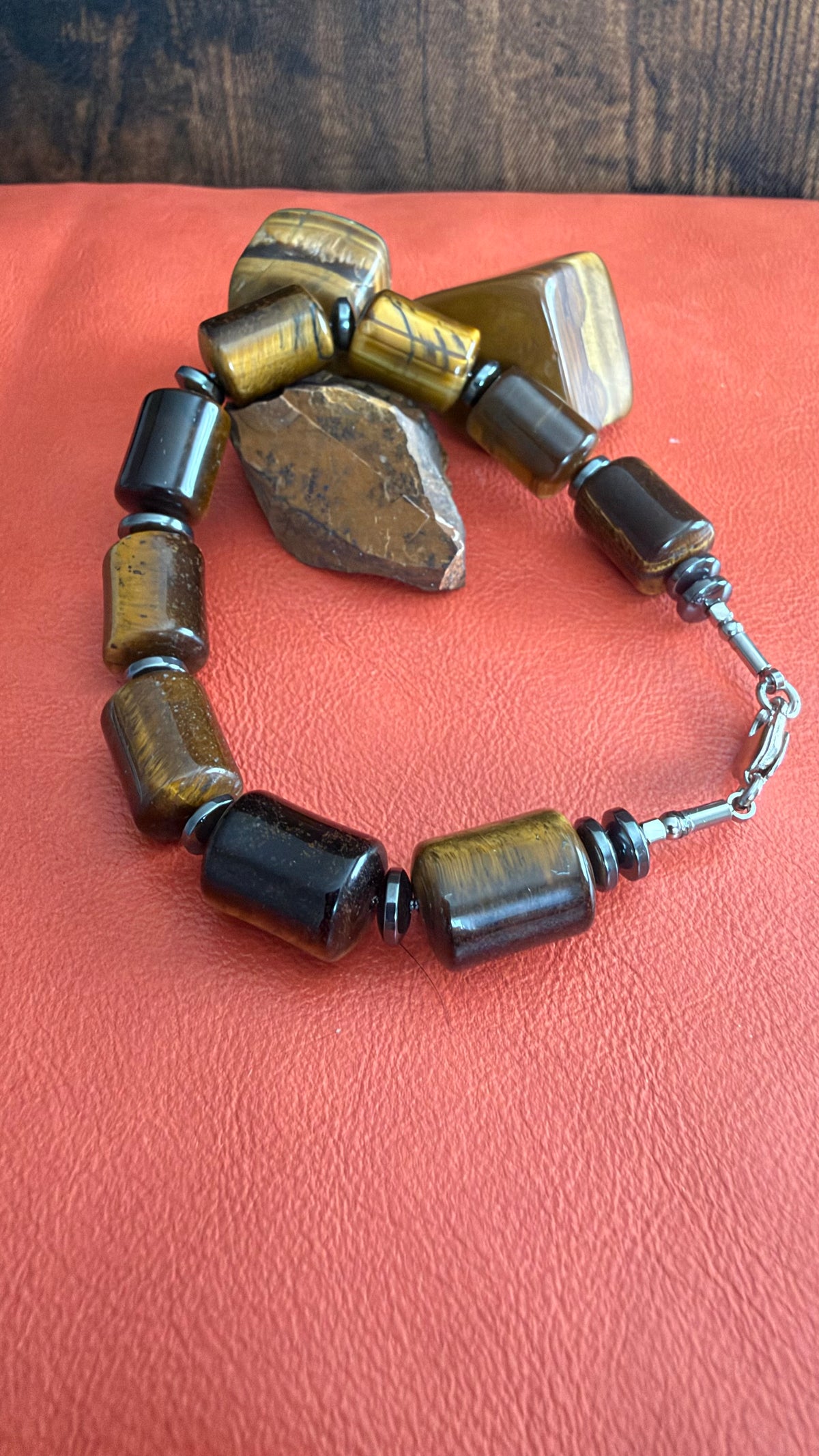 Tiger Eye Barrel Bead Bracelet