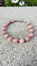 Rhodochrosite 8mm Bracelet, with Stainless Steel Lobster Clasp