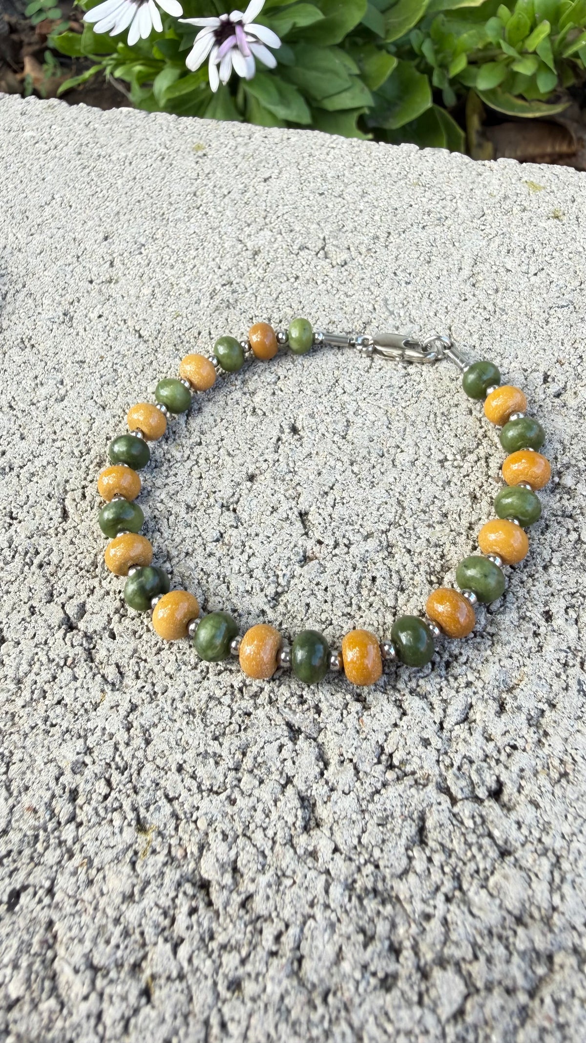  Jade Verde y Amarillo Pulsera de la Abundancia 
