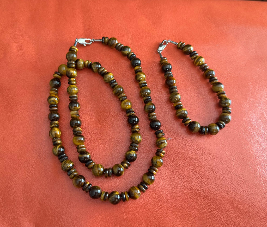 Tiger Eye Jewelry Set – Handmade Necklace & Bracelet