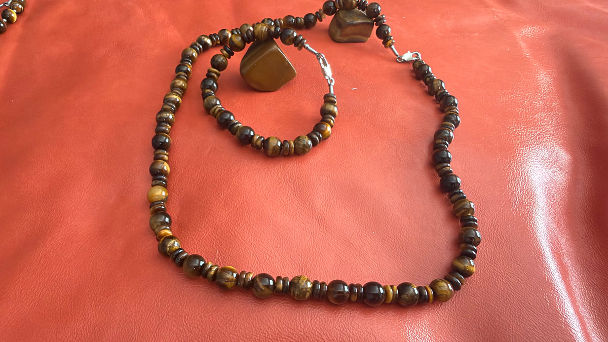 Tiger Eye Jewelry Set – Handmade Necklace & Bracelet