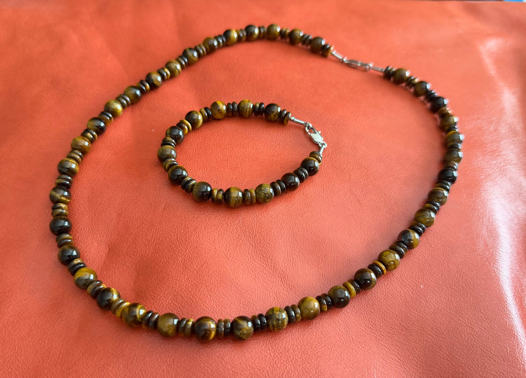 Tiger Eye Jewelry Set – Handmade Necklace & Bracelet