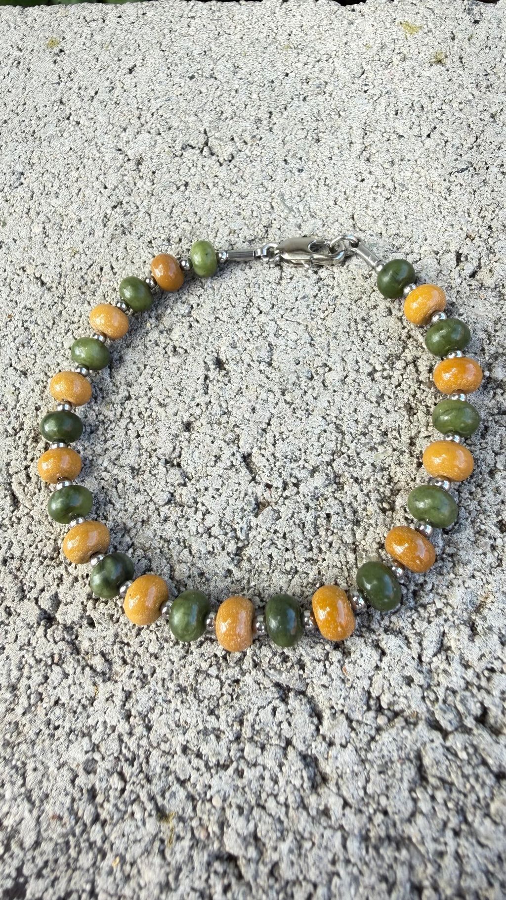  Jade Verde y Amarillo Pulsera de la Abundancia 